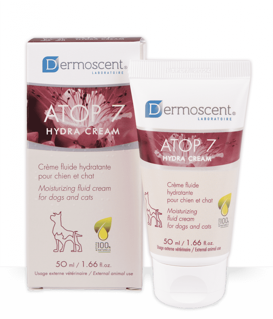 Atop 7 hydra cream Dermoscent, crème hydratante pour les peaux irritées chez le chien et le chat